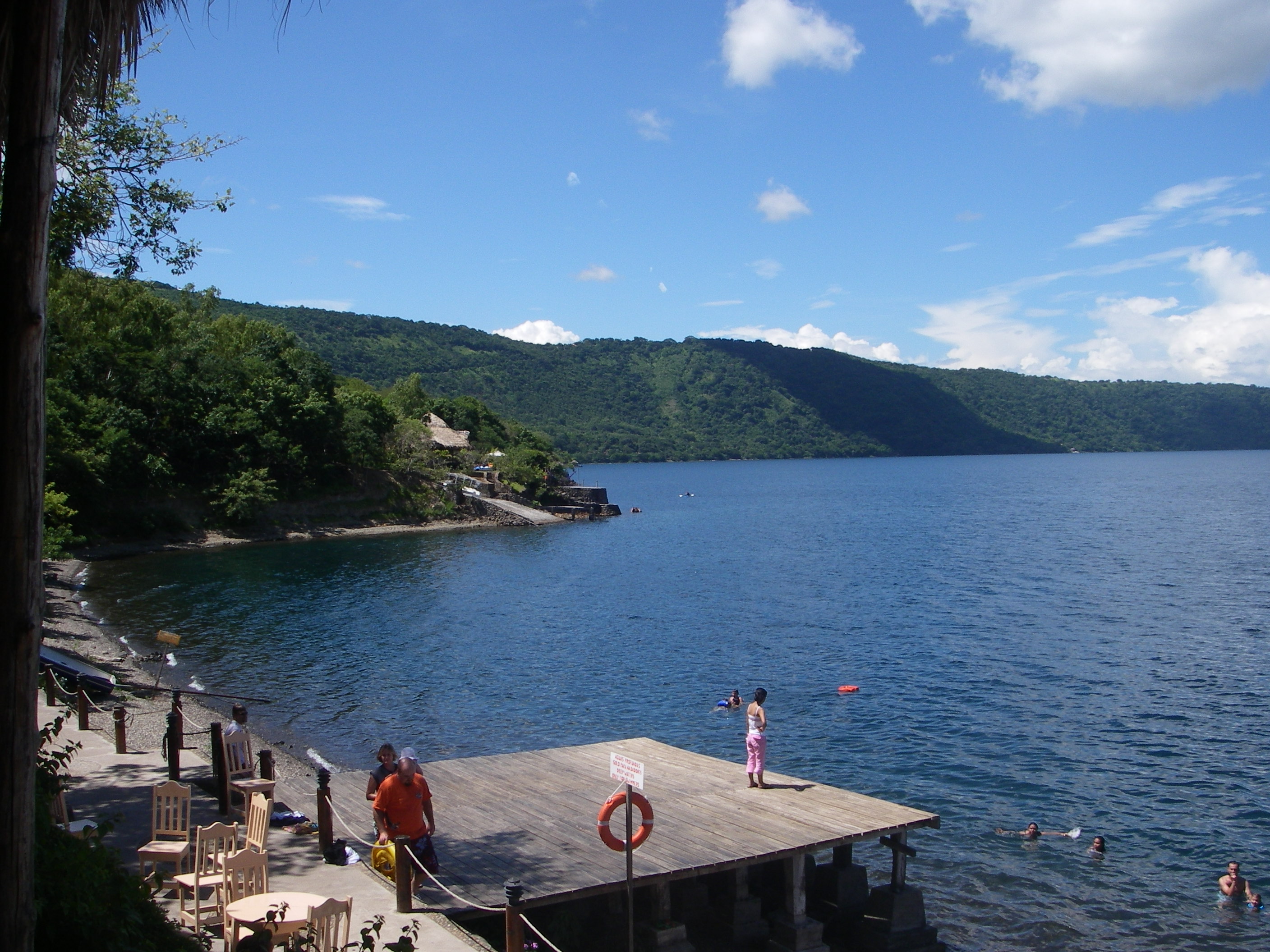 lake and dock at laguna de apoyo managua nicaragua
