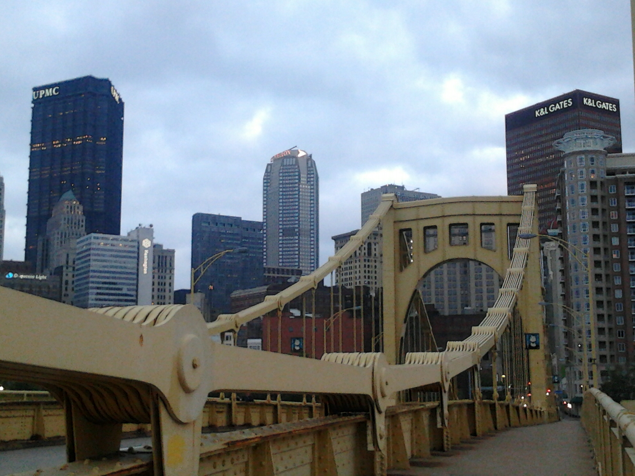 bridge entering Pittsburgh with skyline