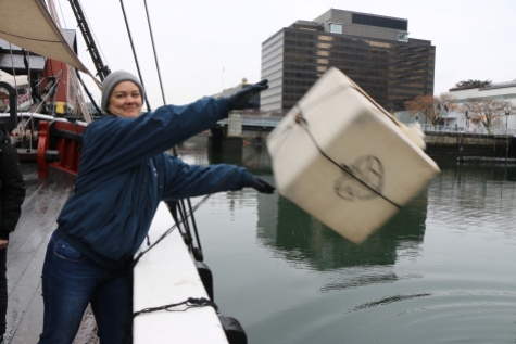 Deah throws tea overboard Boston MA