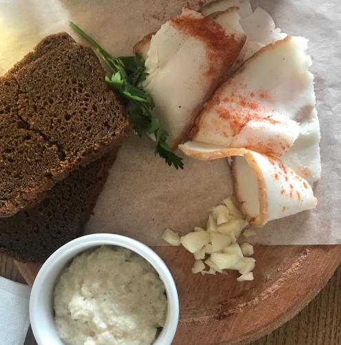 Salo, horseradish, Black bread Ukraine food Kiev tour